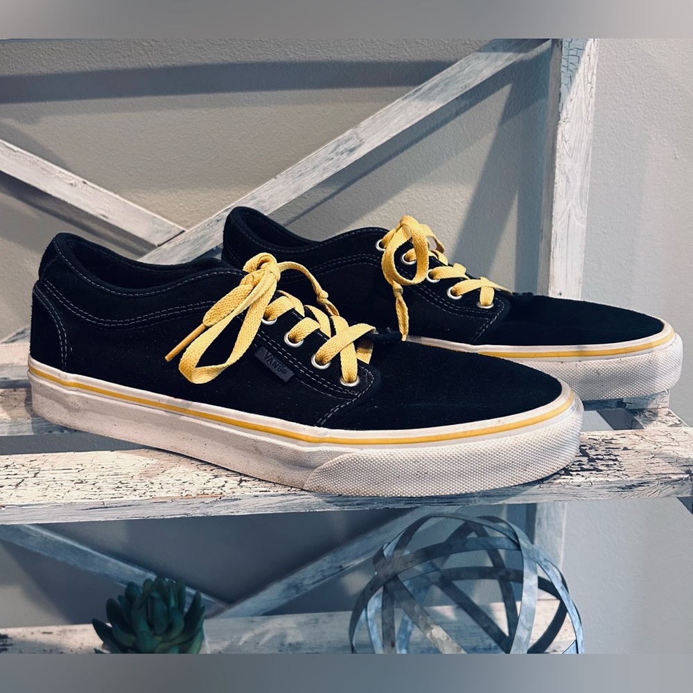 Vans Men's Black and Yellow Sneakers